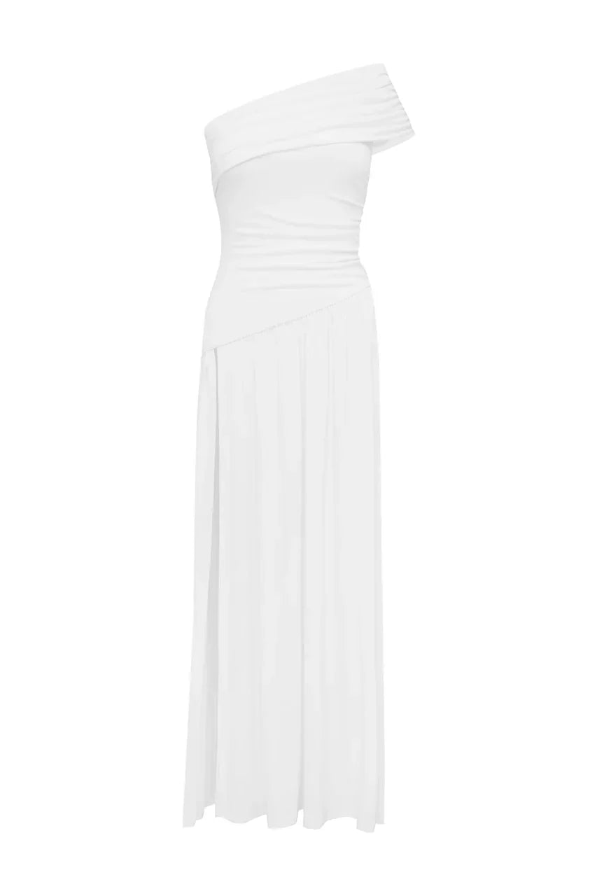 LARSEN ONE SHOULDER MAXI DRESS - WHITE
