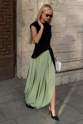 Draped Asymmetric Hem Tulip Skirt
