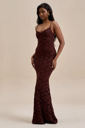 Backless Bodycon Maxi Lace Dress - View 10