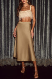 Satin High Waist A-Line Bodycon Skirt