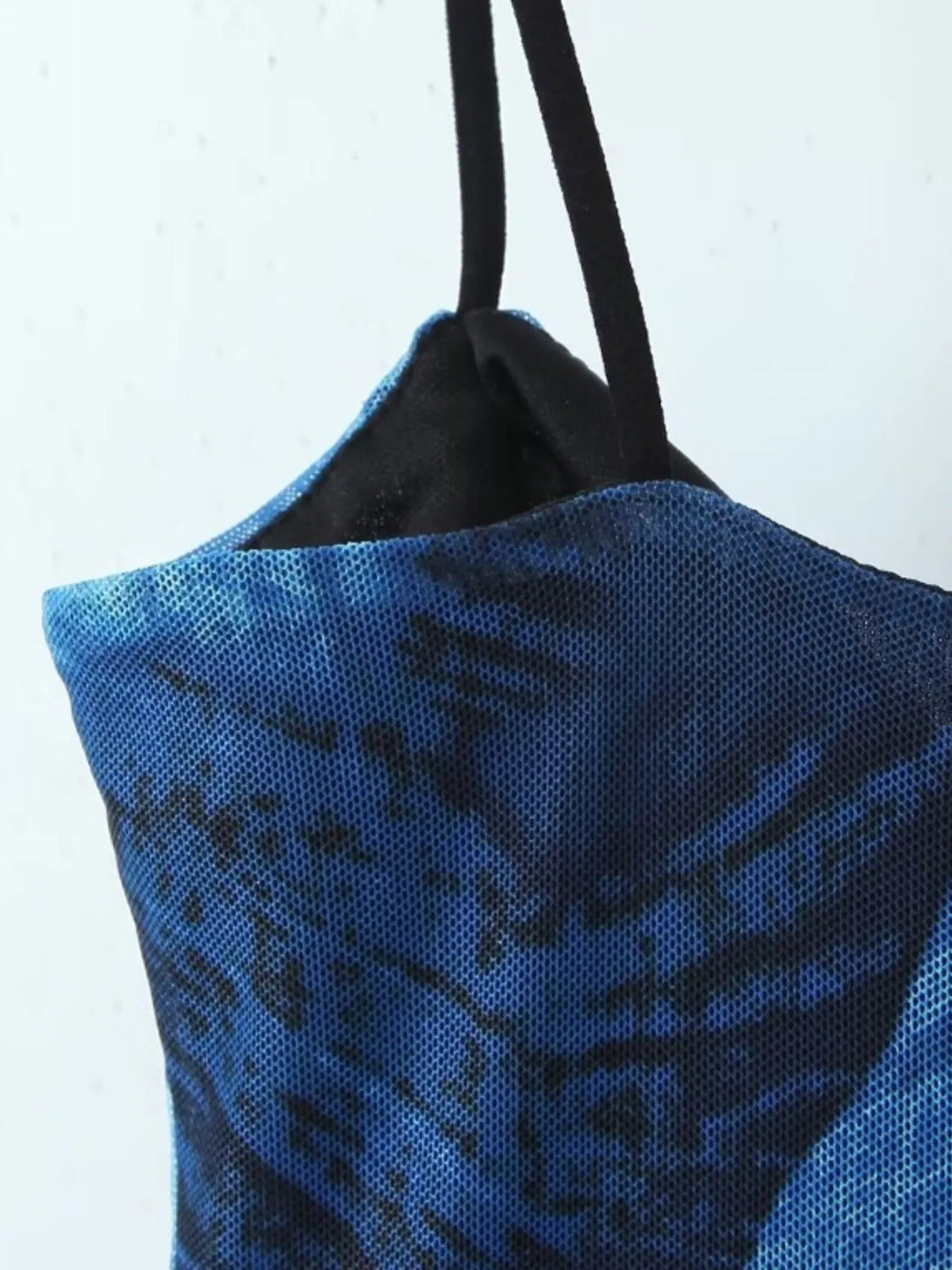 Abstract Print Mesh Cowl Neck Halter Cami Bodycon Mini Dress 12