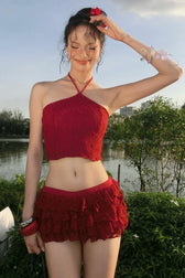 Backless Halter-Neck Crop Top