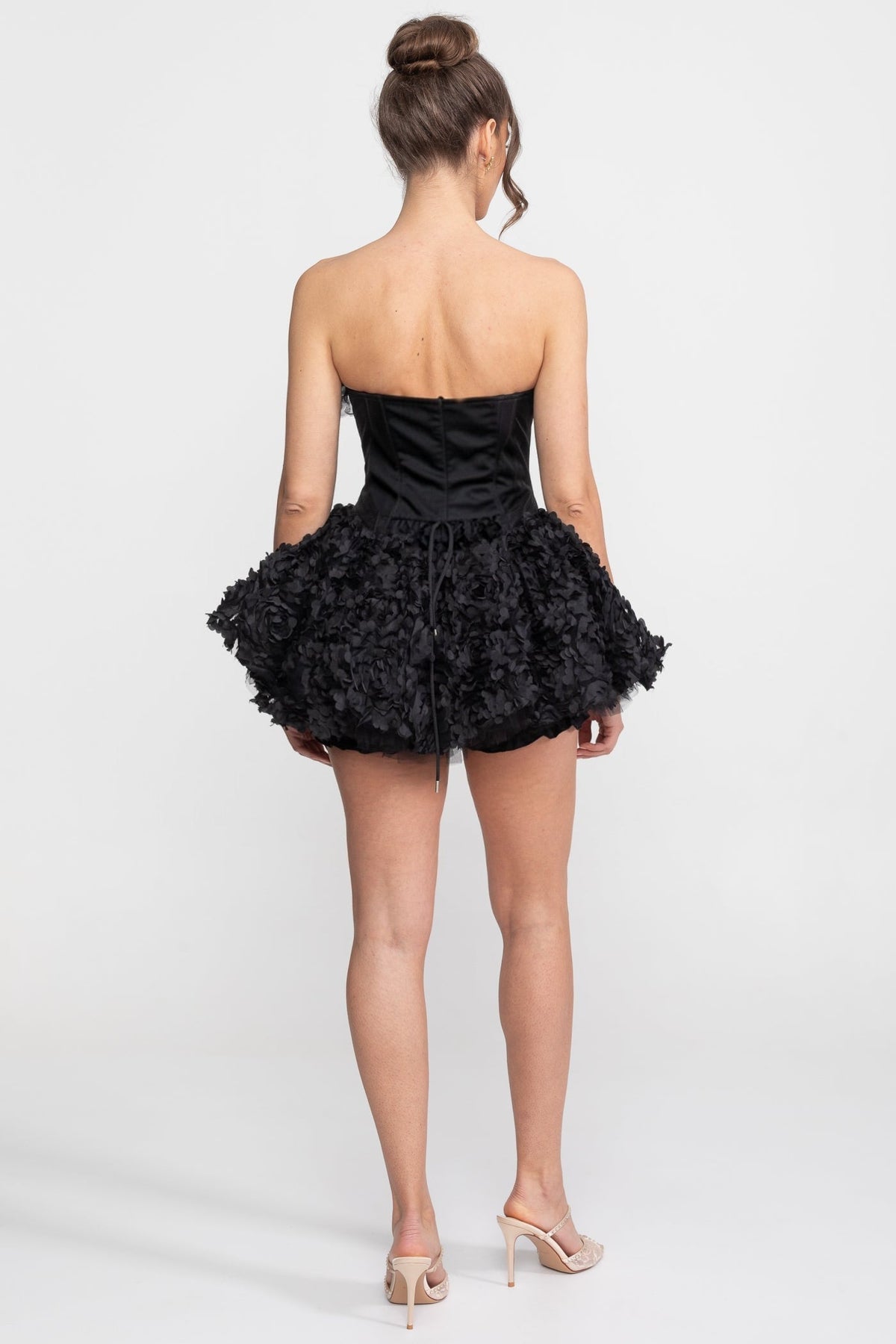 Strapless Corset Bodice 3D Floral Applique Skirt Mini Dress 7