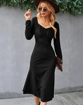 Romantic Dress - Solid Color Bottoming M / Gray