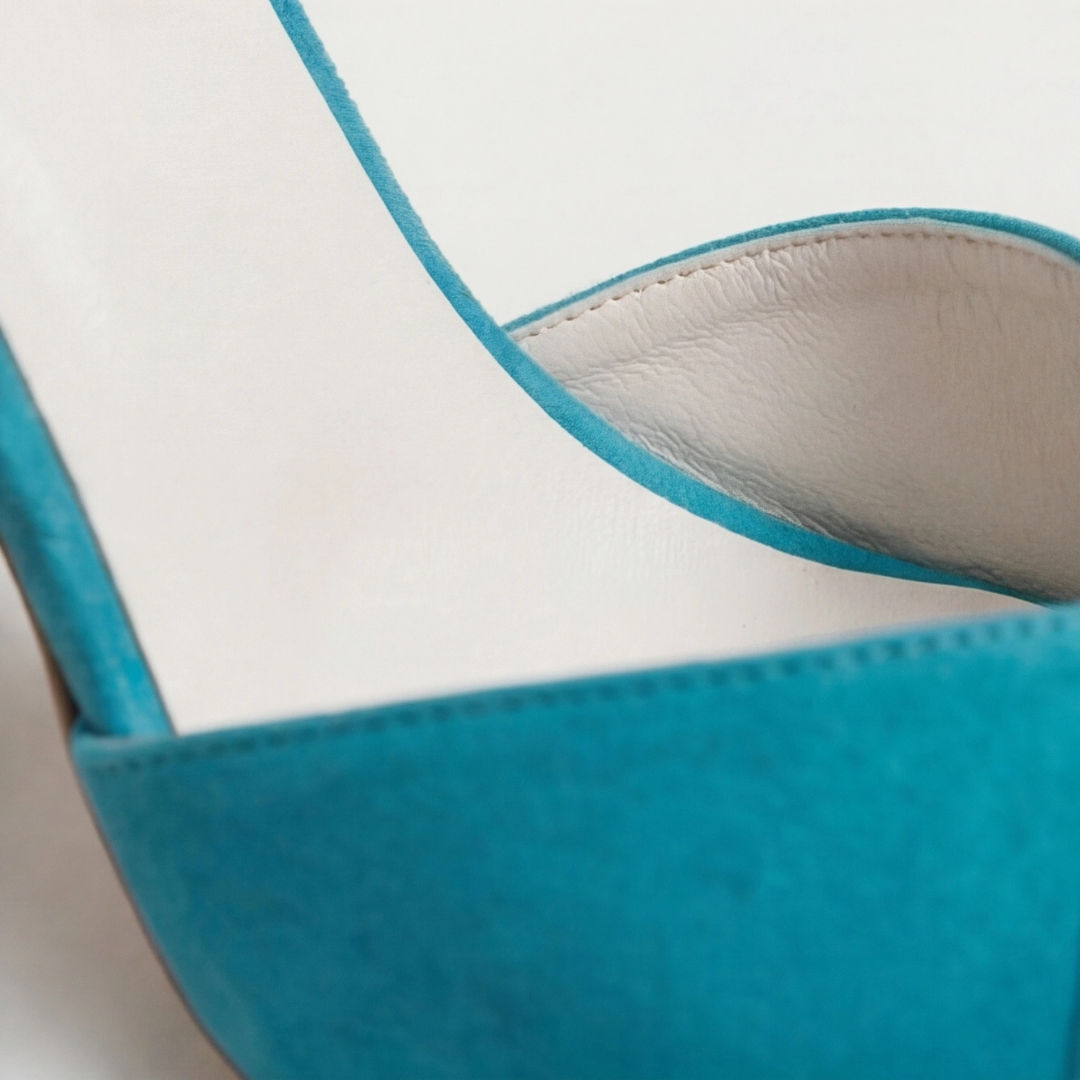 Suede Look Peep Toe Ankle Strap Stiletto Heel Sandals