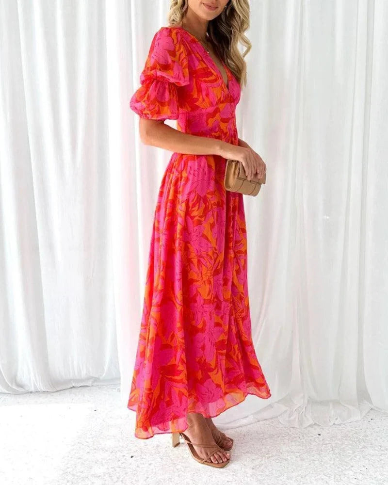 Noralynn™ | Floral V-Neck Maxi Dress