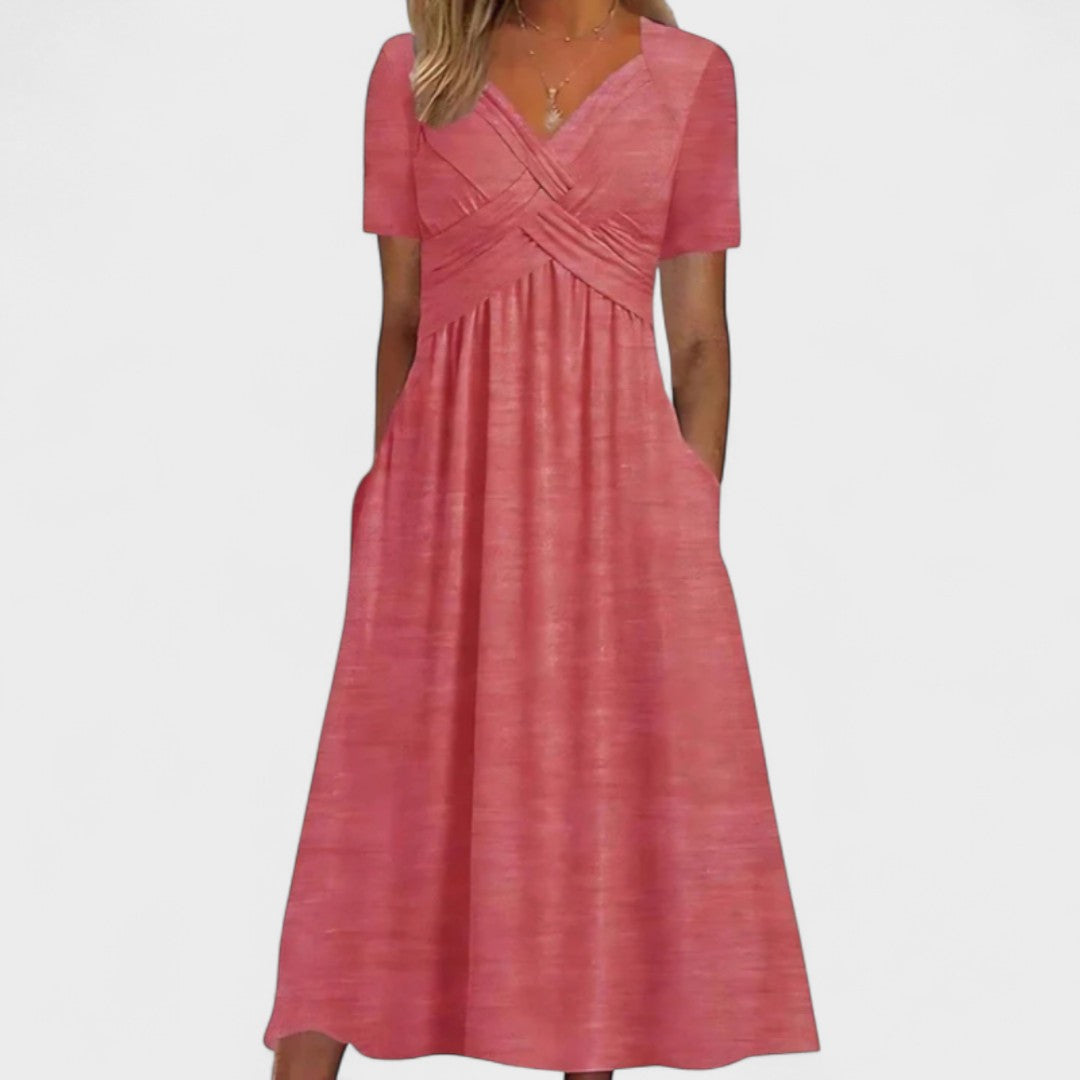Riley - Dress With V Neck For Women Pink