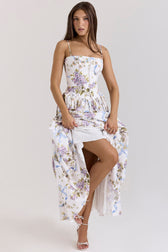 Floral Spaghetti Strap Corset Maxi Dress 13