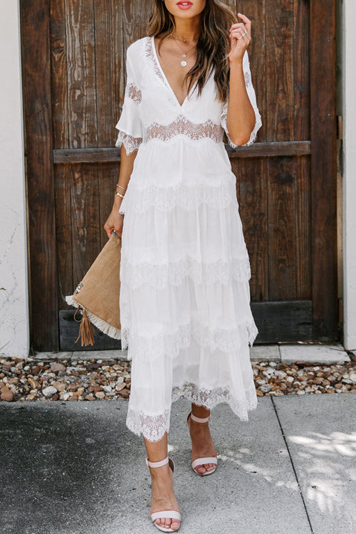 Love And Affection Lace Maxi Dress - 3 Colors White