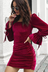Today's The Day Velvet Drawstring Mini Dress - 4 Colors 7