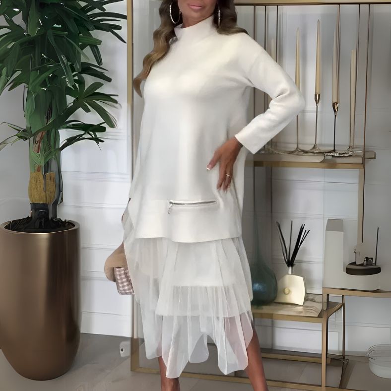 Exclusive Fiona Women's Midi Dress with Transparent Layers Boutique Collection