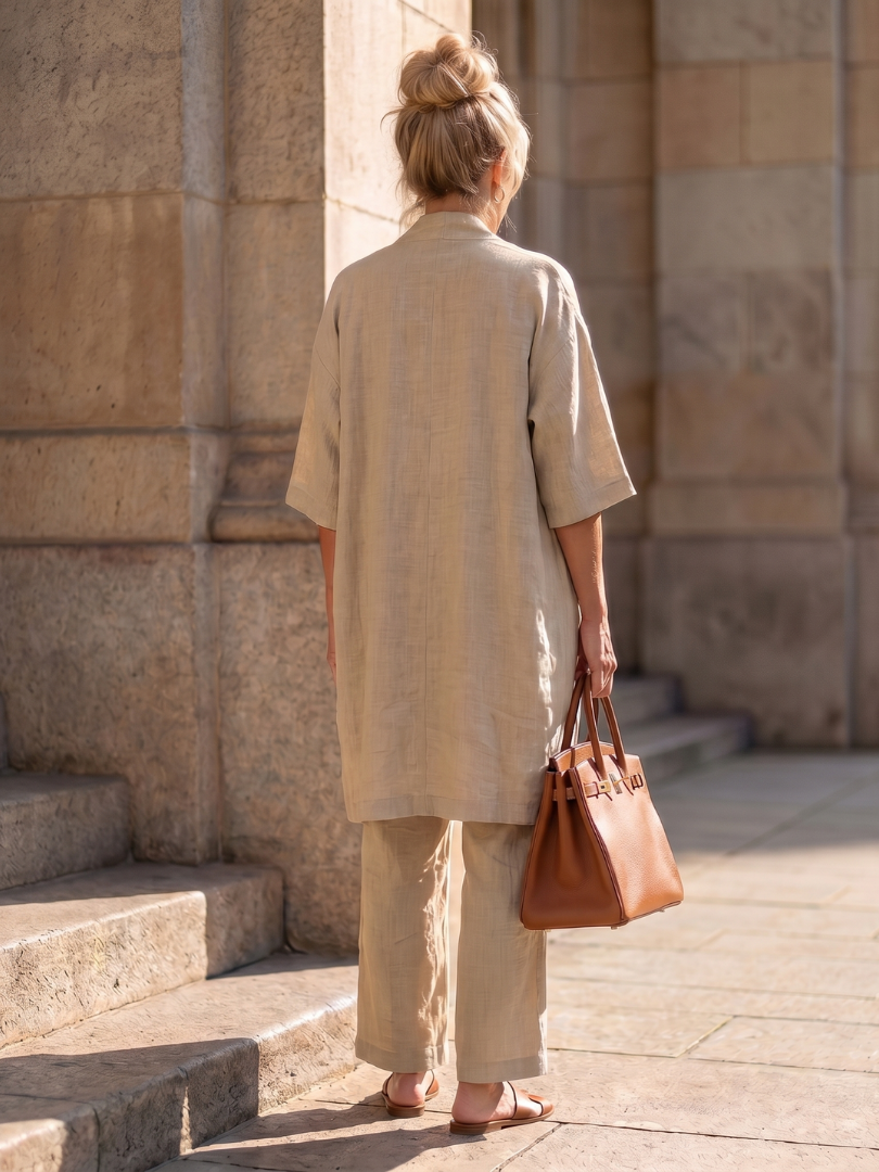 Tank Wide Leg Pants and Longline Kimono Three Piece Set