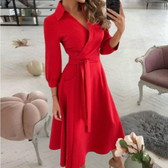 Polka Dot Deep V-Neck Long Sleeve Wrap Midi Dress 5