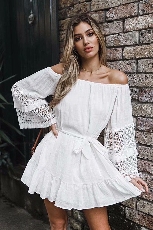 Tassel Lace Tie-waist Wrap Dress - 3 Colors - View 4