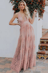 Angel in Disguise Lace Floral Backless Maxi Dress - 3 Colors - View 7