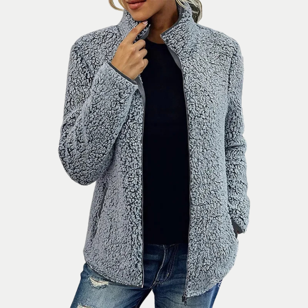 Zip Front Stand Collar Sherpa Fleece Jacket
