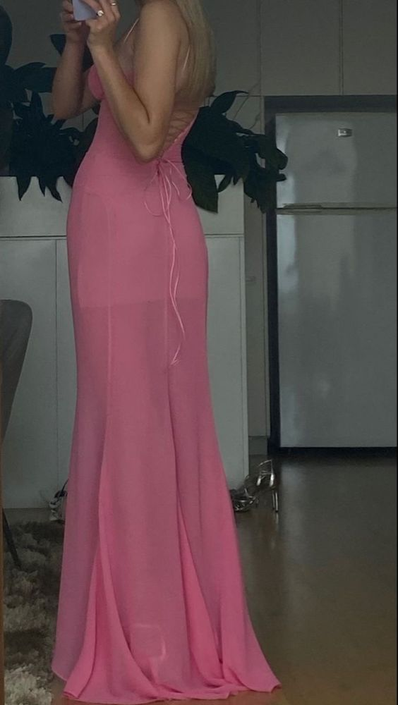 Elegant Pink Strapless Sheath/Column Evening Dress,Pink Gala Dress cc1098