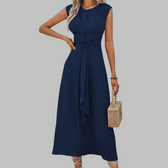 Cap Sleeve Knot Front A-Line Midi Dress 8