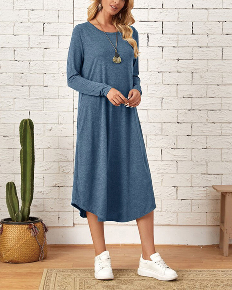 Mies Autumn and Long Sleeve, Loosely Curved Dress for Women