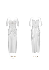 Satin Sweetheart Lace Up Ruched Slip Maxi Dress 2
