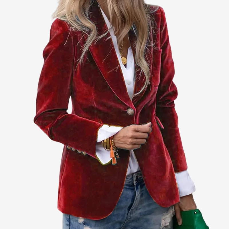 Velvet Single Breasted Blazer
