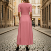 V-Neck Short Sleeve Wrap Midi Dress 2