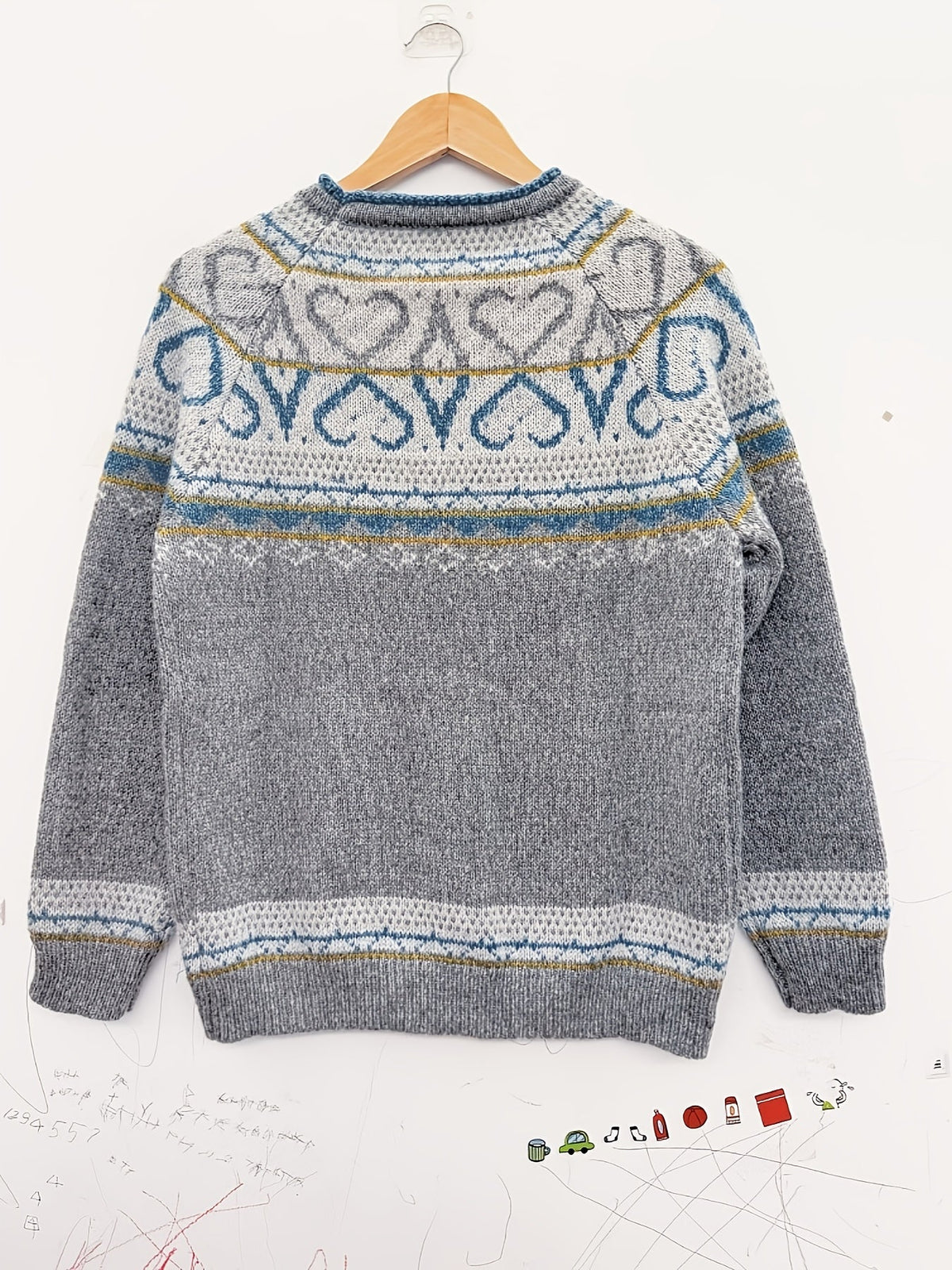 Fair Isle Crew Neck Nordic Knit Sweater