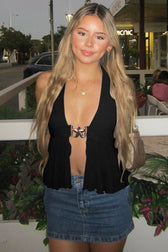 Halter-Neck Sheer Mesh Crop Top
