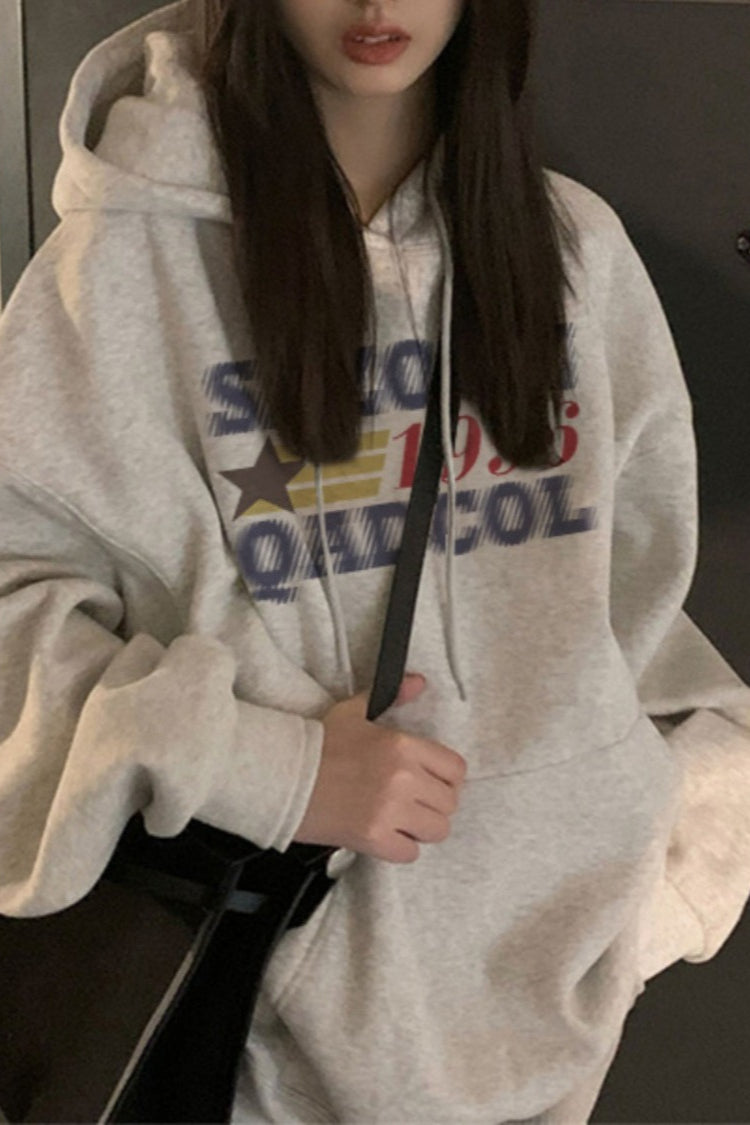 Retro Letter Print Hoodie