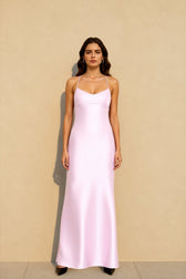 Backless Lace-Up Silk Dress