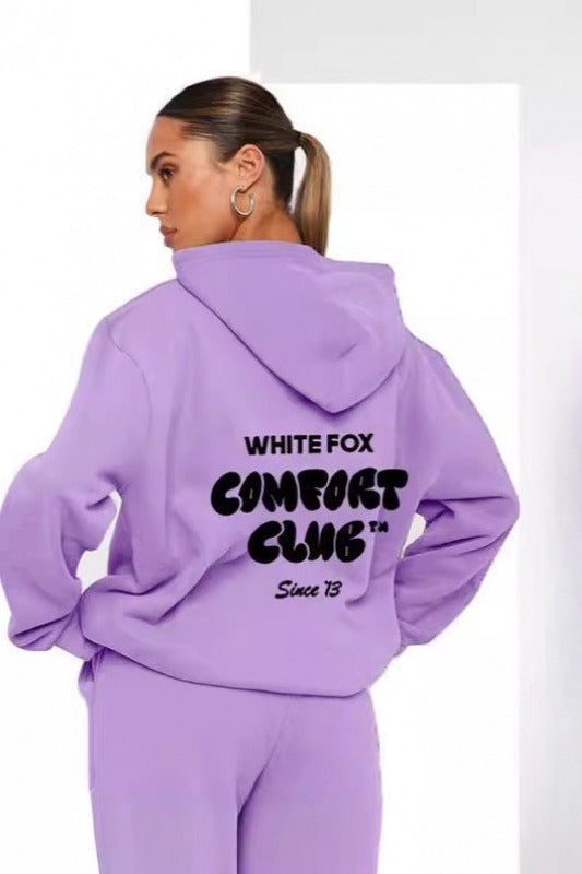 Slogan Print Oversized Pullover Hoodie and Joggers Two Piece Set 4