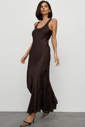 Slim Fit Satin Maxi Dress - View 2