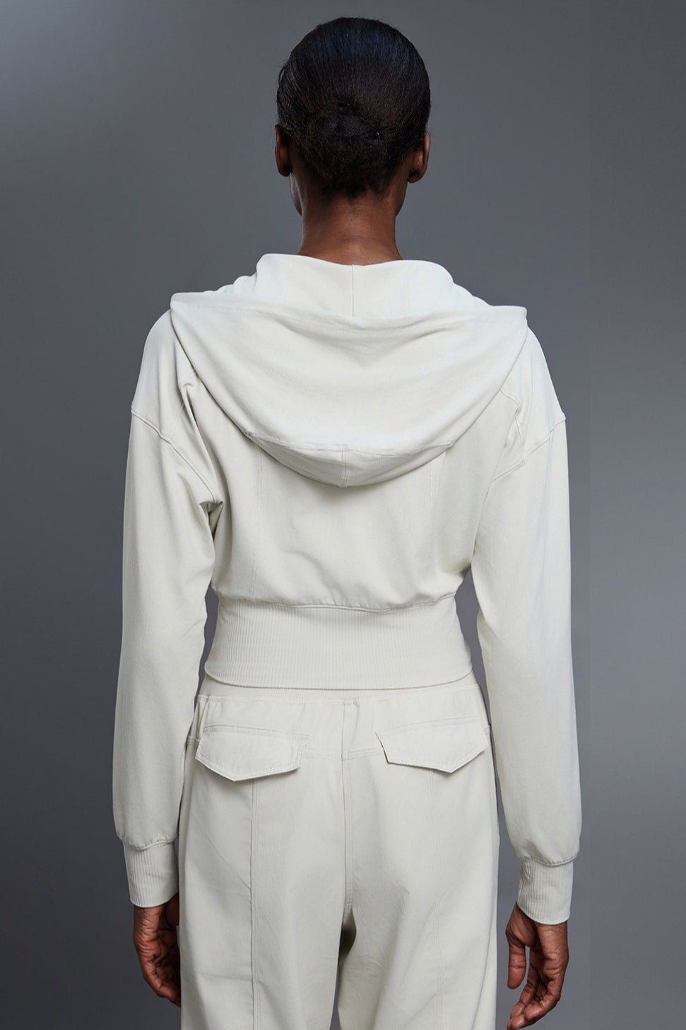 Cropped Waist Tie Active Zip Hoodie