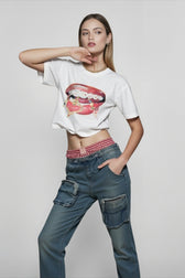 Lips Print Colorblock T-shirts