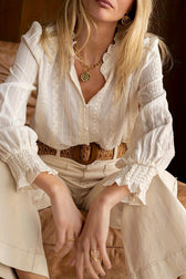Crochet Hollow Out Lace Chic Versatile Long Sleeve Blouse