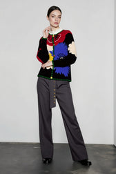 Vintage Floral Embroidered Knit Cardigan