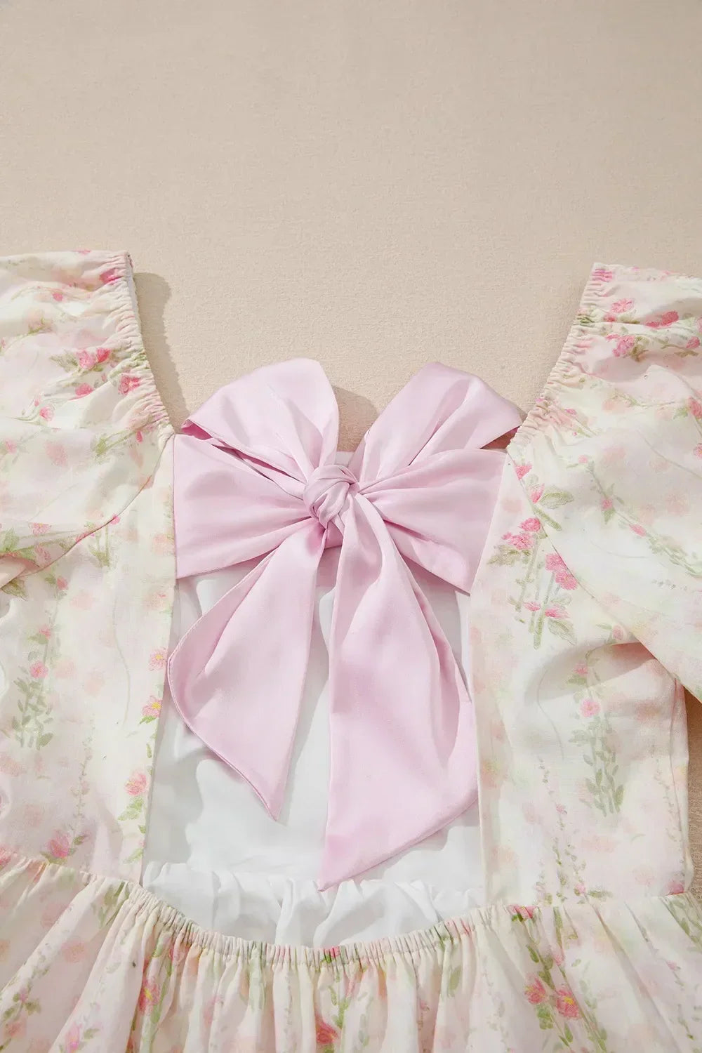 Floral Print Square Neck Puff Sleeve Ruffle Hem A-Line Mini Dress 8