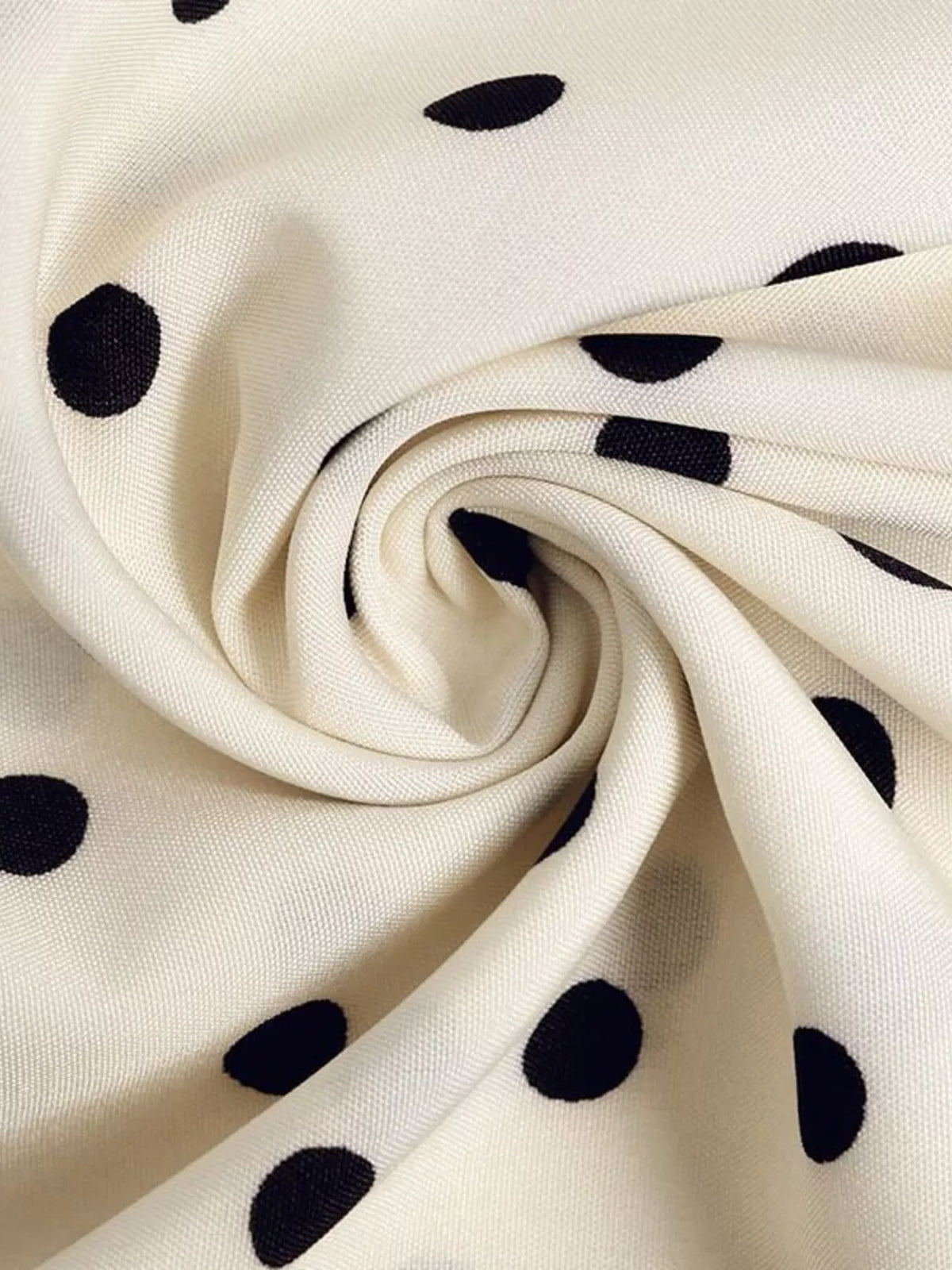 Polka Dot Bow Tie Neck Long Sleeve Pleated A-Line Midi Dress 10