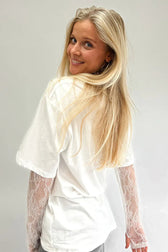 Lace Trim Crew Neck Long Sleeve Top
