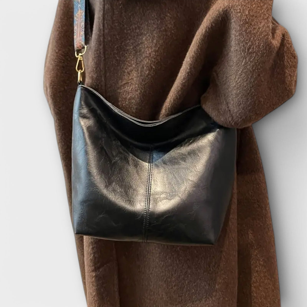 Guitar Strap Slouchy Faux Leather Tote Bag