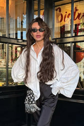 Relaxed Cotton Button Down Blouse