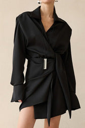 Asymmetric Satin Mini Dress - View 5