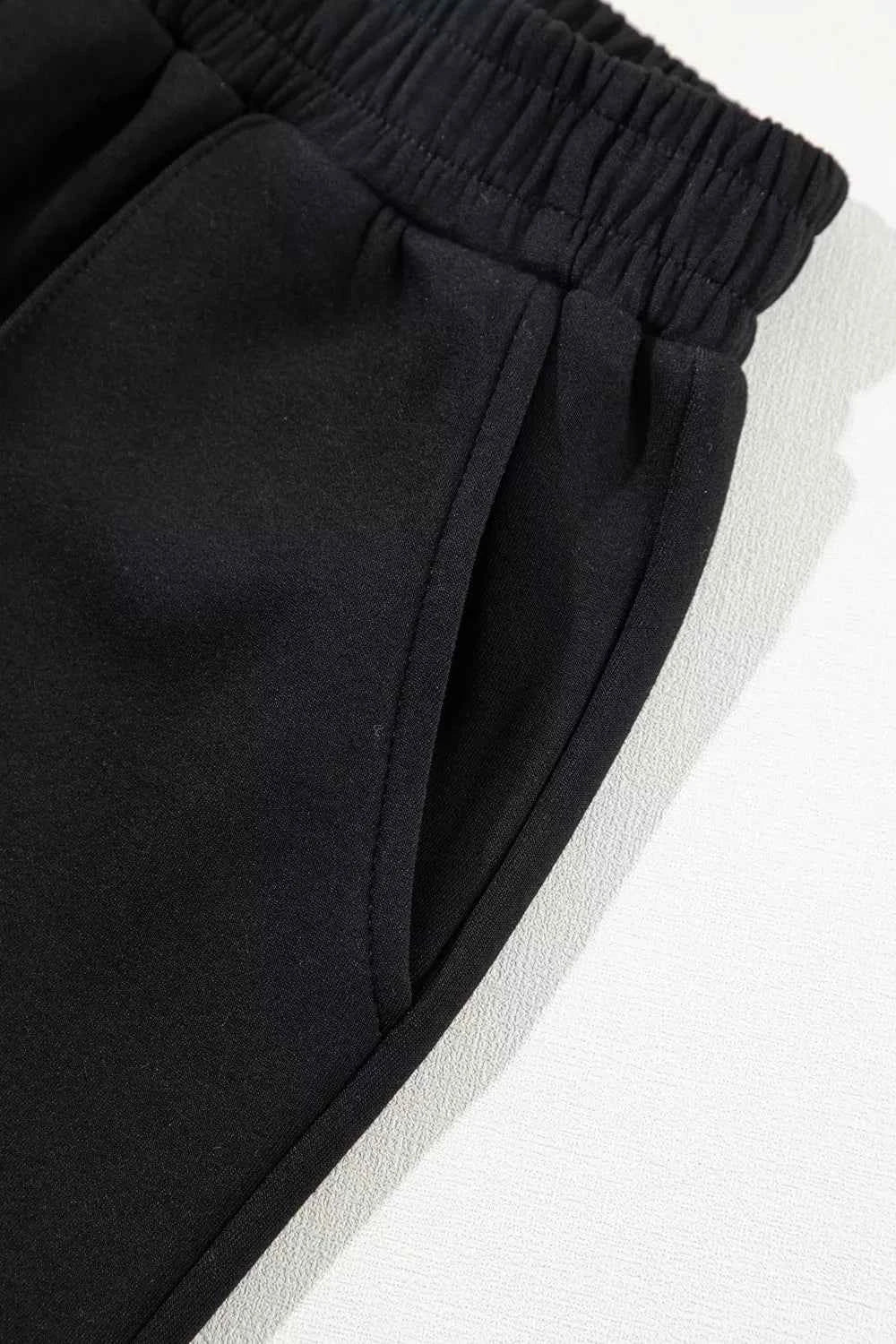 Solid Zip Sailor Collar Pullover Athleisure Sweatpants 2pcs Set