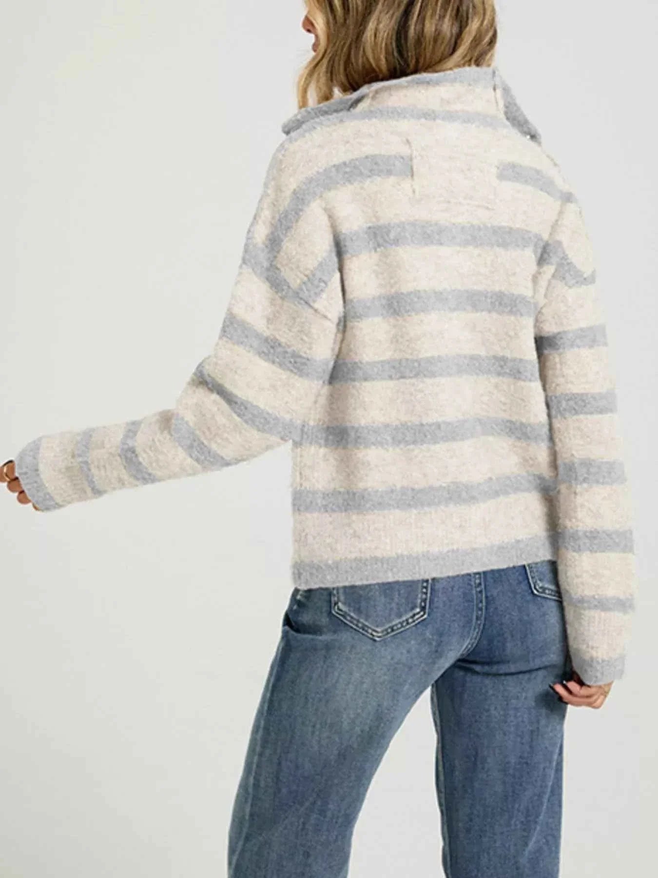 Striped Fuzzy Knit Cardigan