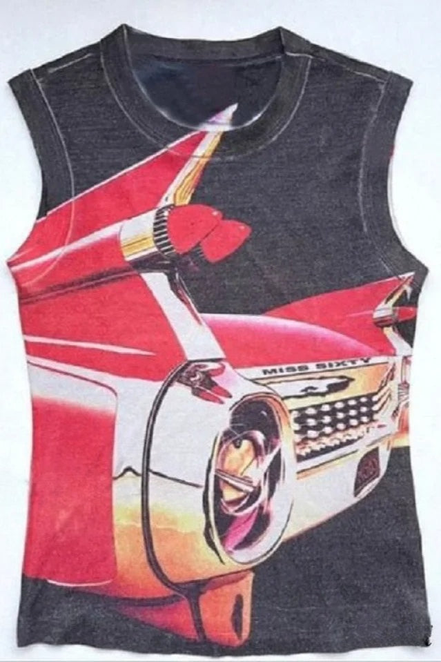 Printed Car Stylish Tank Top