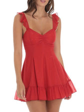 Floral Ruffle Strap Sweetheart Fit and Flare Mini Dress 16