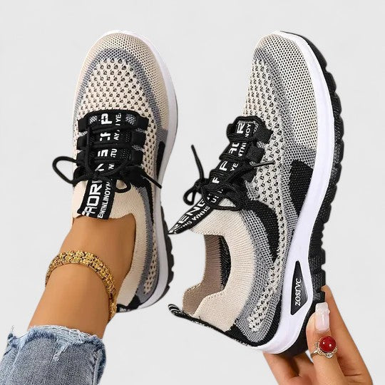 Mesh Knit Lace Up Chunky Sole Sneakers