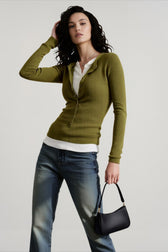 Layered Collar Slim Knit Top
