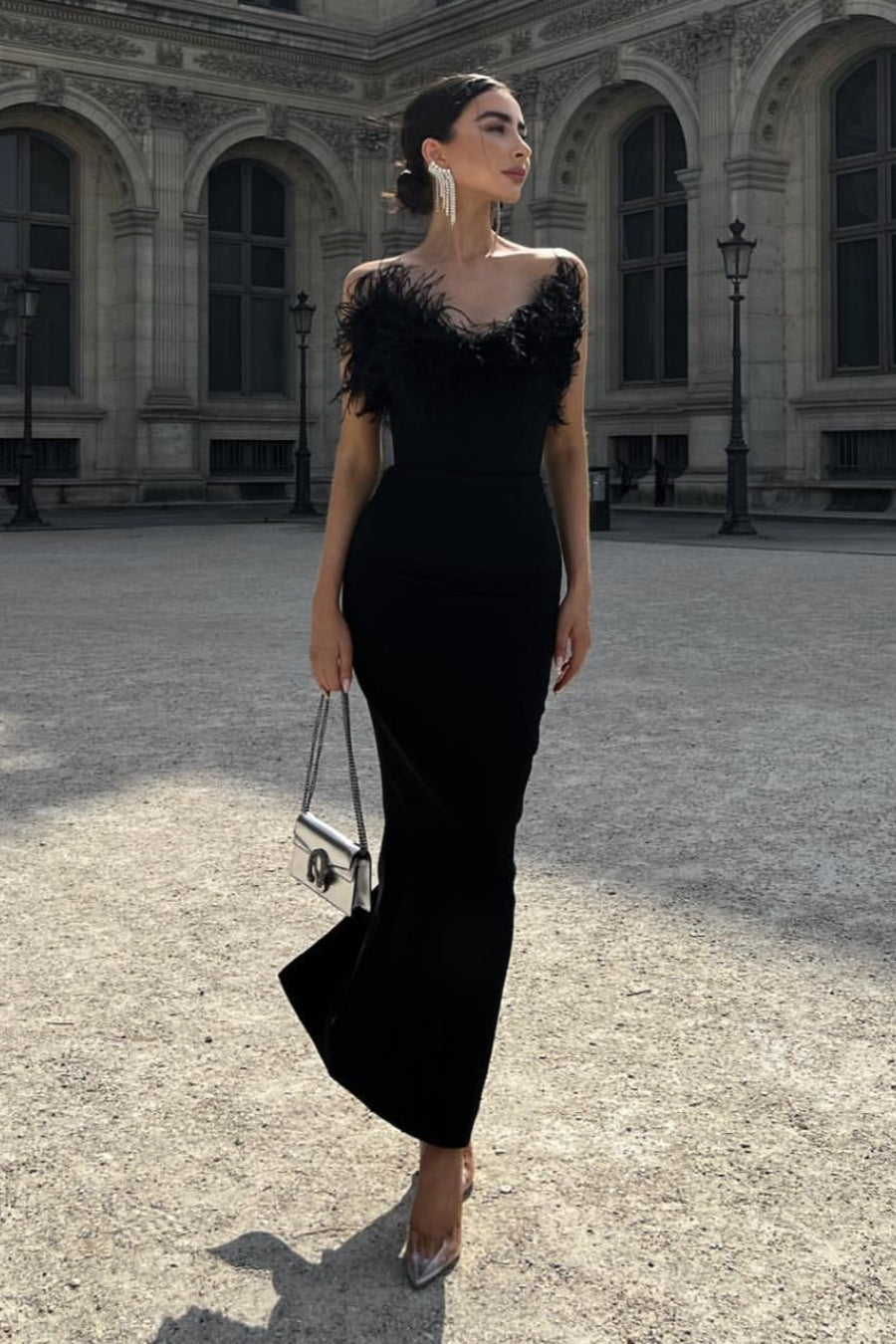 Ostrich Feather Bandage Prom Dress