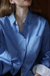 Woven Color Block Stripe Blouse